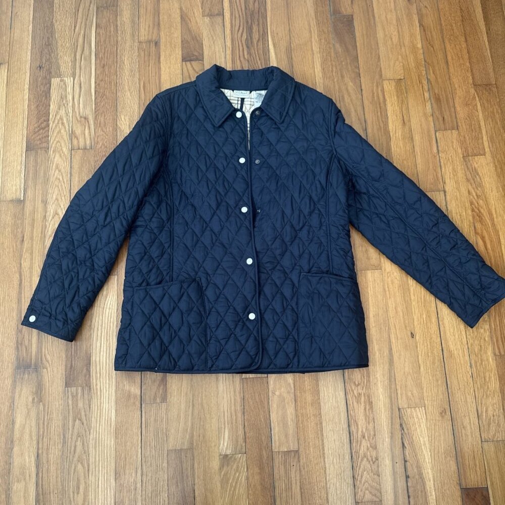 LL BEAN Women's Quilted Snap Closure Blazer Jacket Size L reg 0 6CX8
